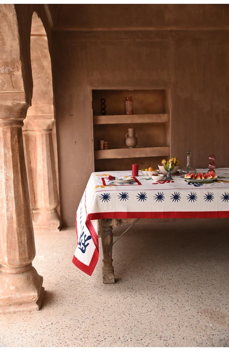 Inner Child Celestial Matisse Blockprint Tablecloth, Alternate, color, Multi - 70X120