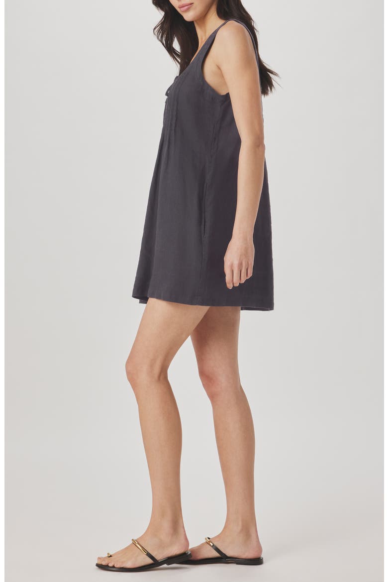 Stella Pintuck Detail Linen Minidress, Alternate, color, LEAD GREY