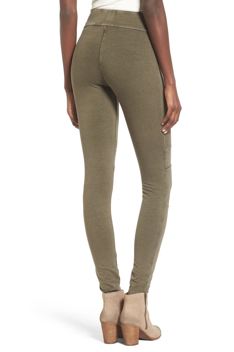 Stretch Cotton Moto Leggings, Alternate, color, OLIVE SARMA