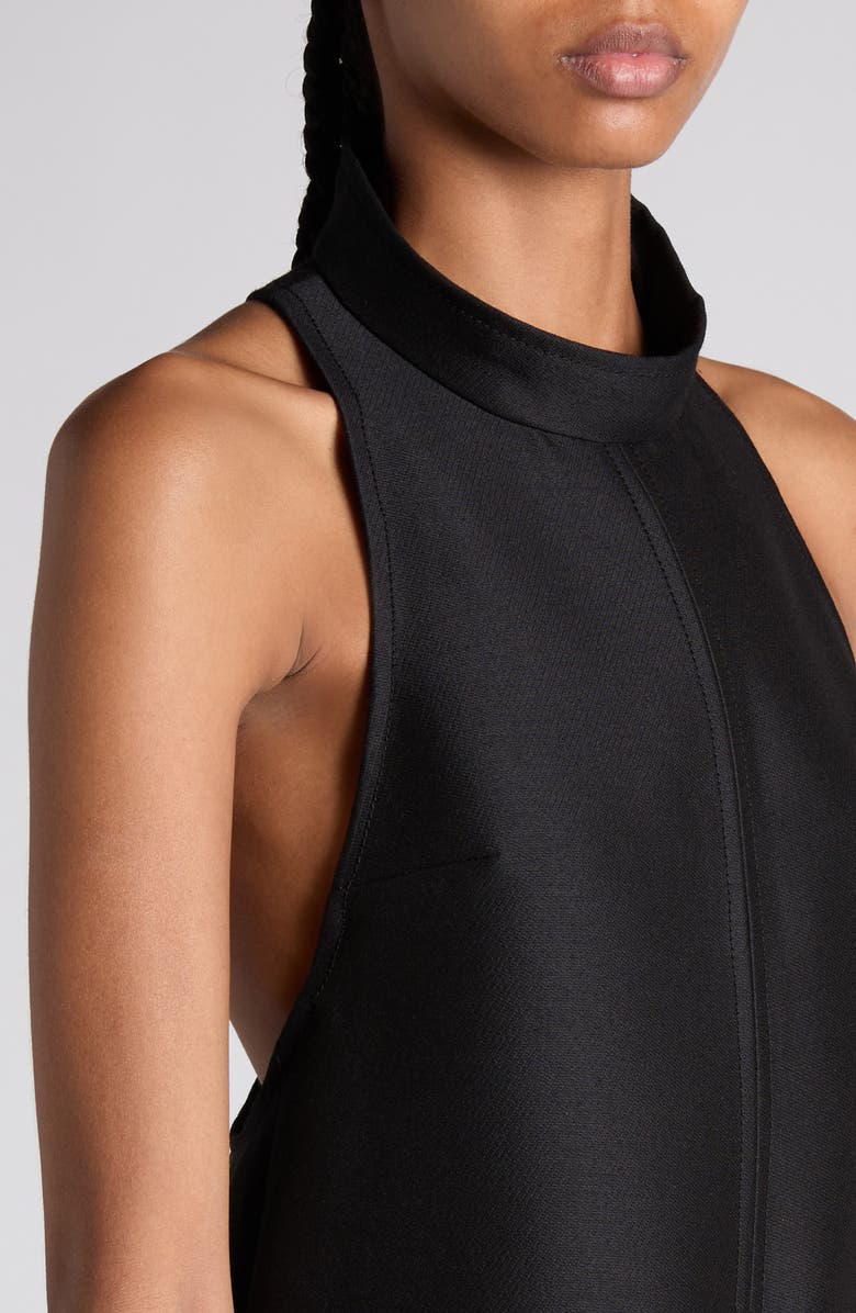 TOM FORD Racerback Wool & Silk Belted Minidress, Alternate, color, Lb999 Black