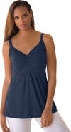Jessica London Stretch Cotton Shirred Tank
