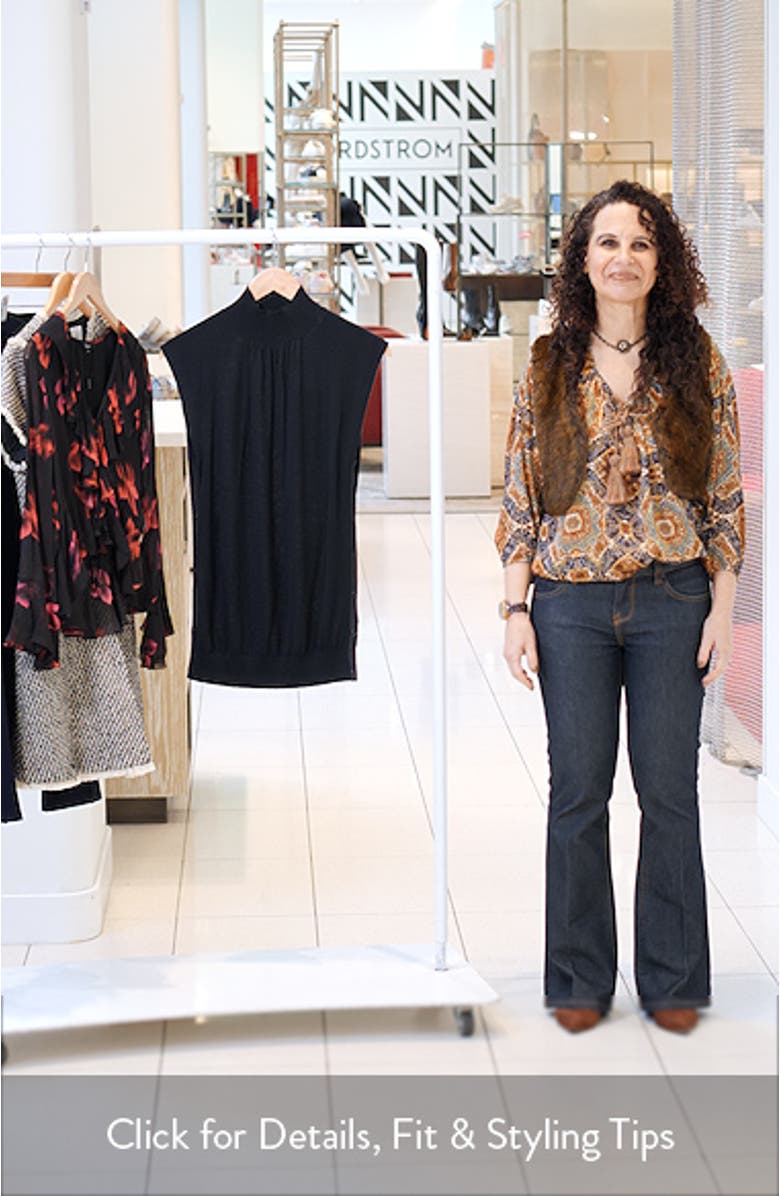 Chiffon Godet Panel Mock Neck Sweater, sales video thumbnail