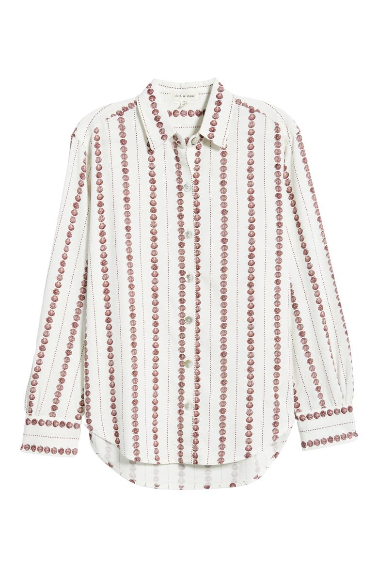 Boyfriend Button-Up Shirt, Alternate, color, SEASHELL STRIPE