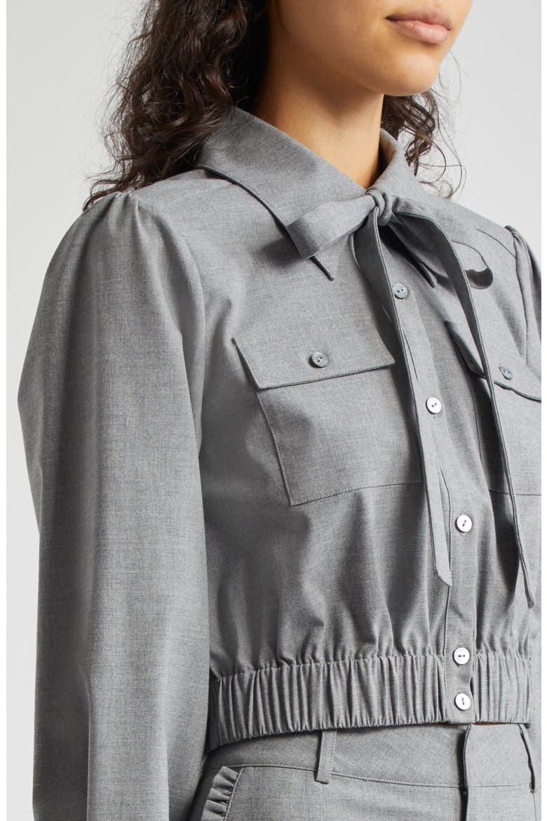 Francesca Tie Neck Button-Up Shirt, Alternate, color, STEEL GREY