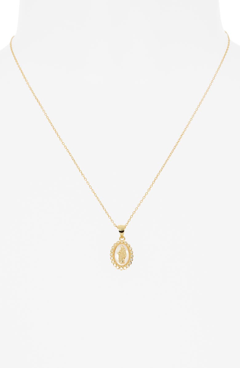 Argento Vivo Sterling Silver Mother-of-Pearl Virgin Mary Pendant Necklace, Alternate, color, Gold