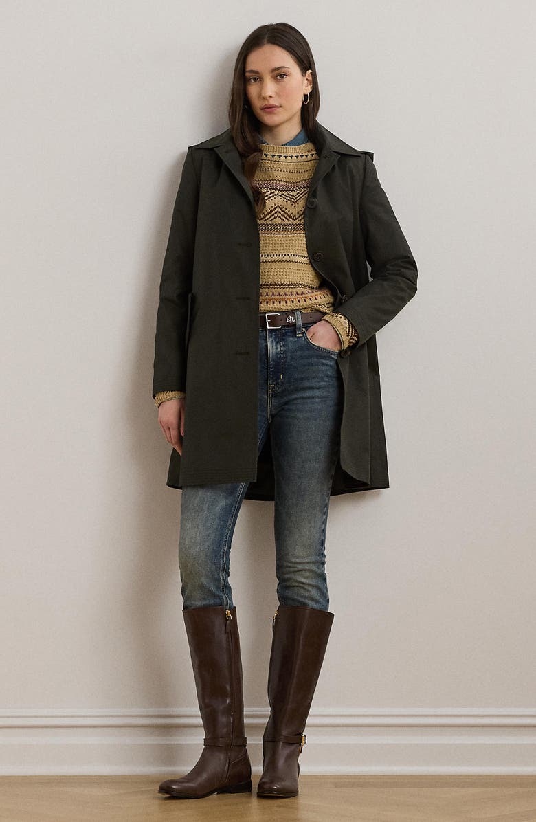 Lauren Ralph Lauren Longline Raincoat with Removable Hood, Alternate, color, Litchfield