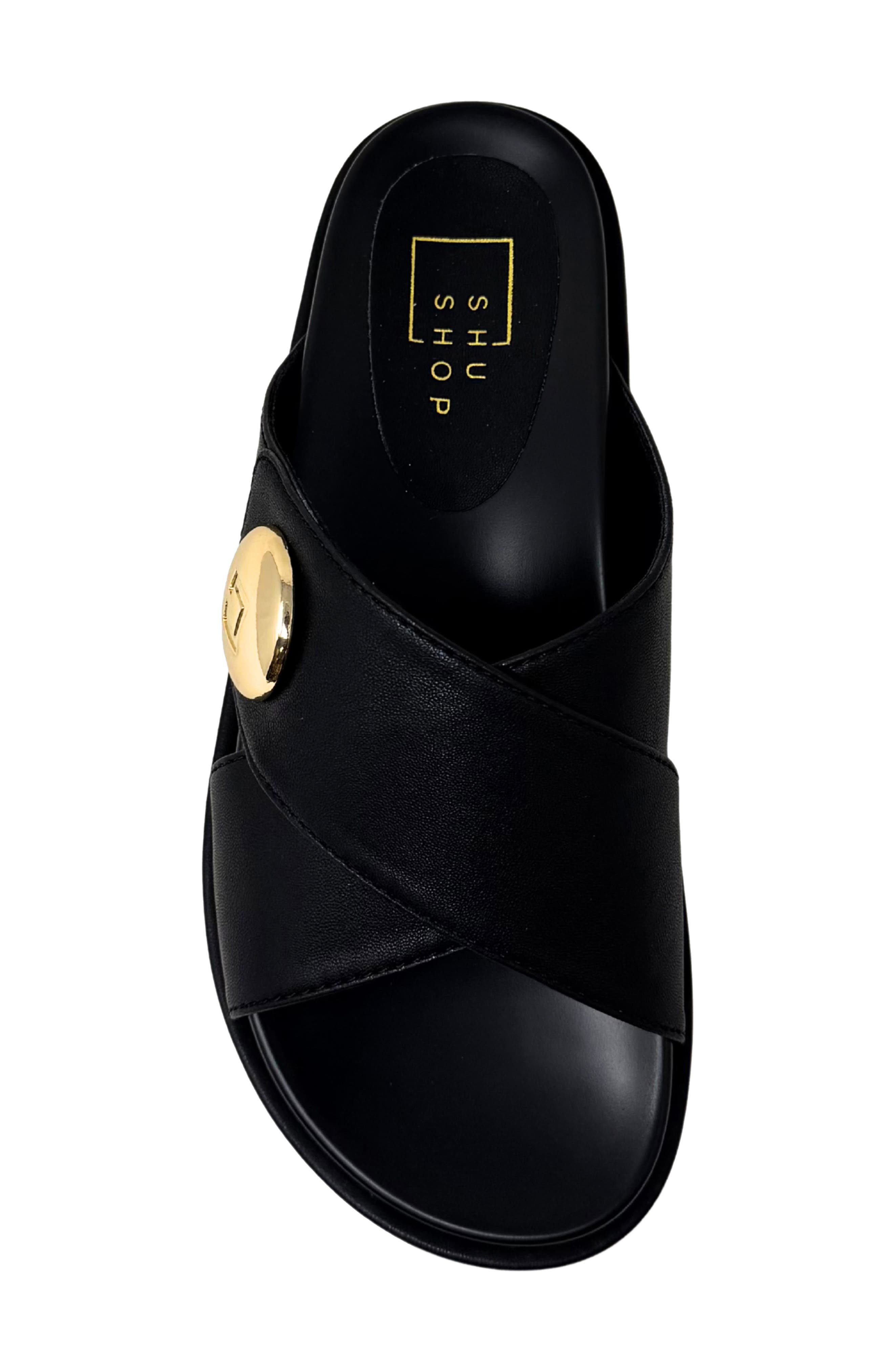SHUSHOP Katie Platform Slide Sandal, Alternate, color, Black