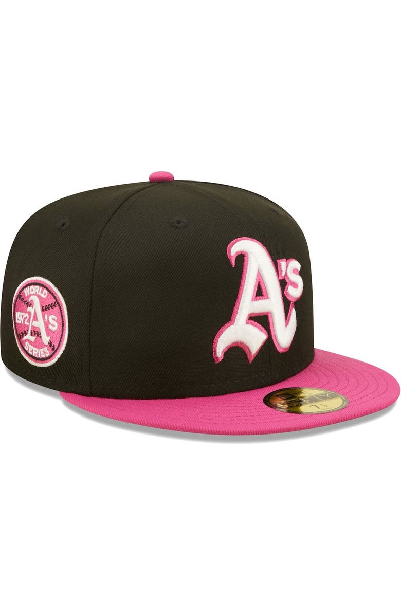 New Era Men's New Era Black/Pink Oakland Athletics 1972 World Series Champions  Passion 59FIFTY Fitted Hat, Main, color, 