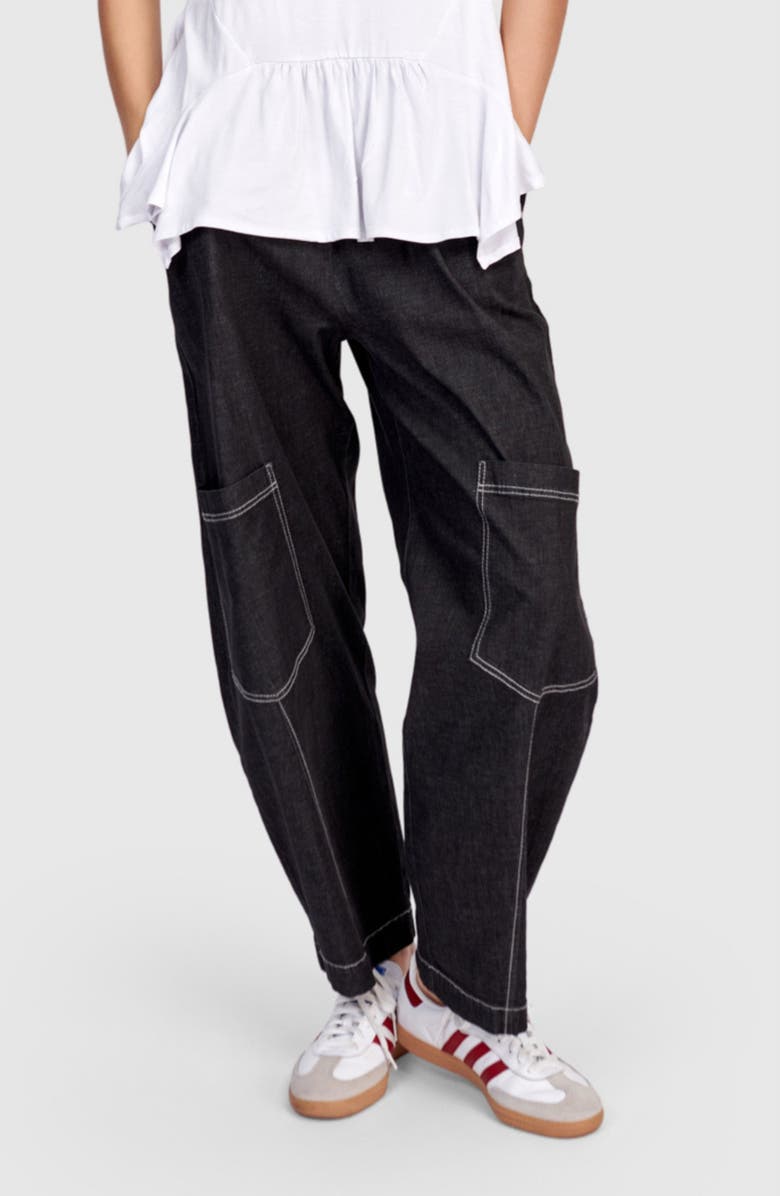 Alembika Papaya Relaxed Pants, Alternate, color, Black Denim