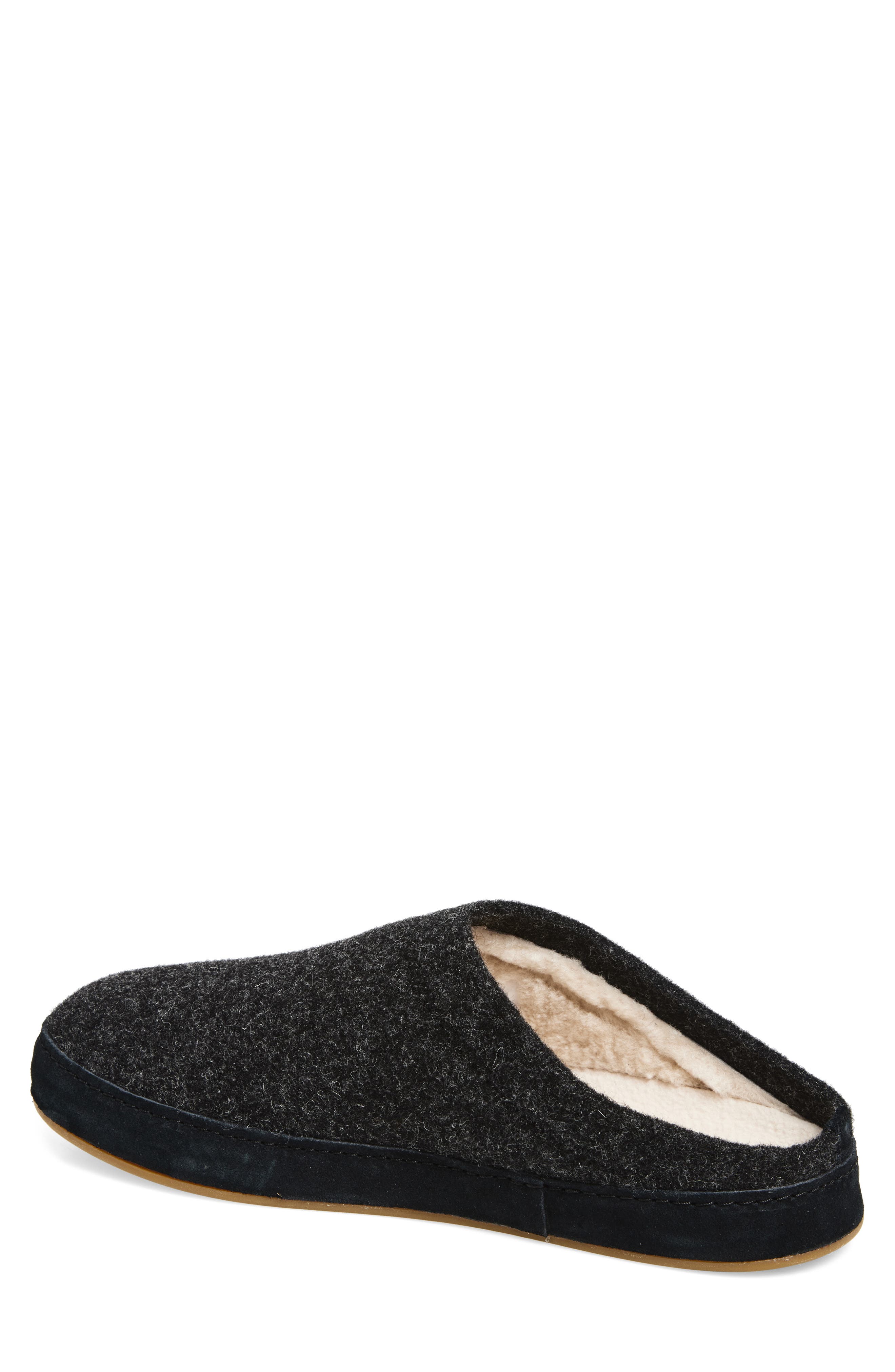 OluKai Hāmani Hulu Genuine Shearling Lined Mule Slipper, Alternate, color, Dark Shadow