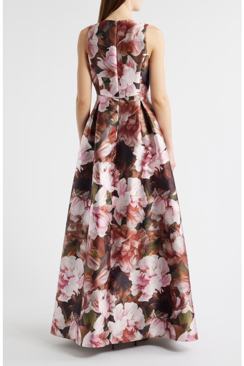 Floral Box Pleat Sleeveless Ballgown, Alternate, color, PINK MULTI