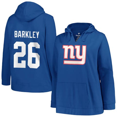 Women's Profile Saquon Barkley Royal New York Giants Plus Size Player Name & Number Pullover Hoodie