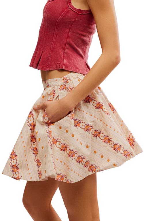 Shop Free People Gaia Floral Cotton Miniskirt In Ivory Combo