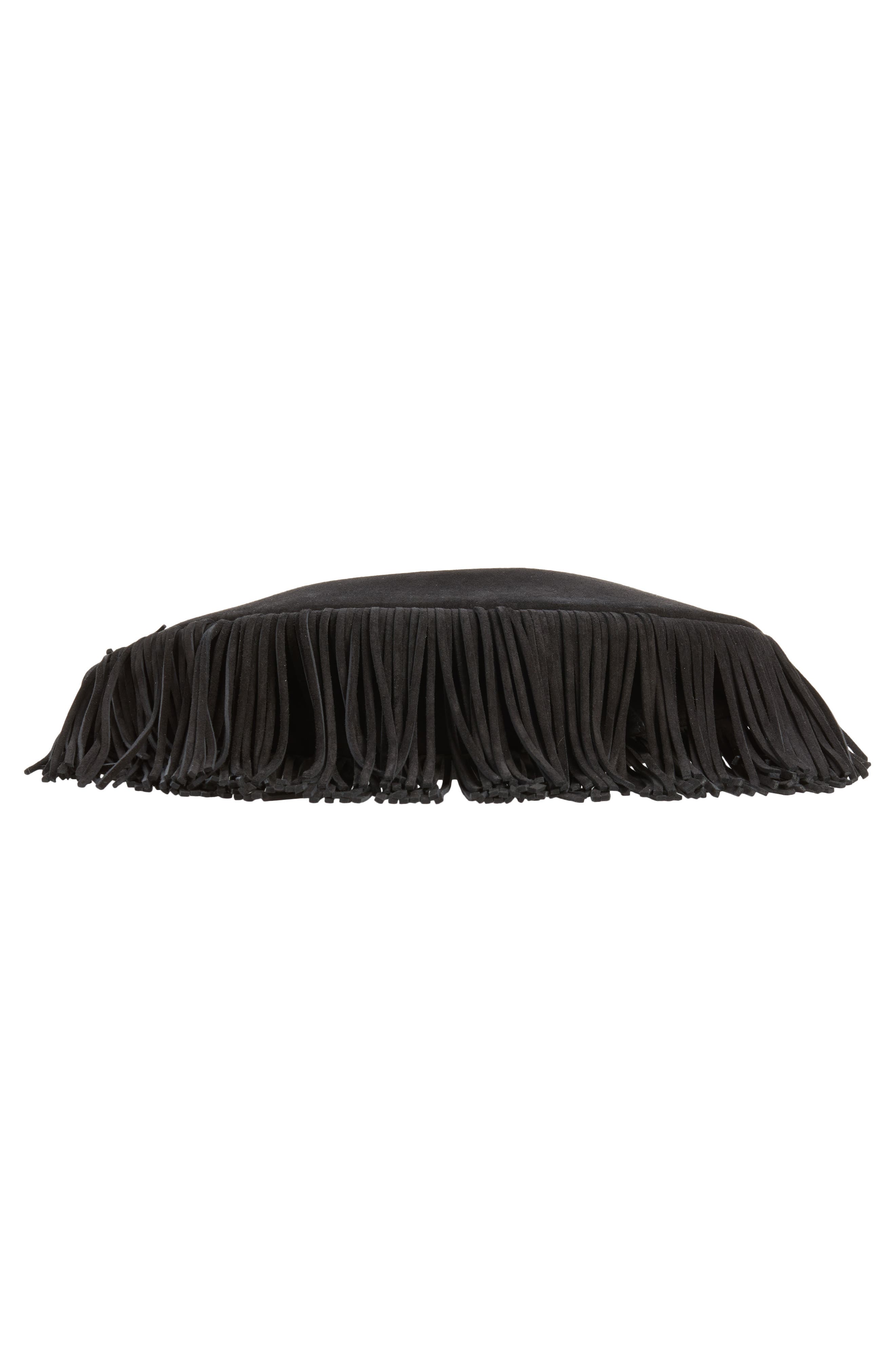 Polo ID Fringe Suede Shoulder Bag, Alternate, color, BLACK