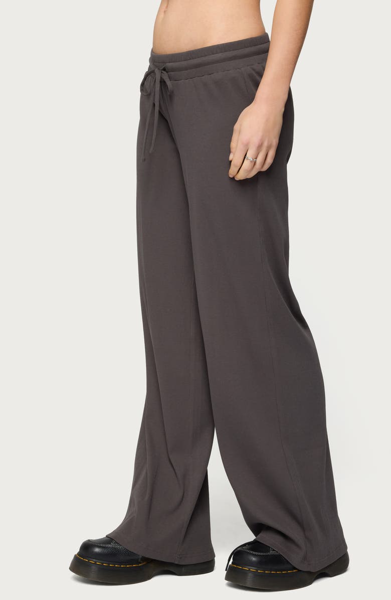EDIKTED Cicilia Rib Drawstring Pants, Alternate, color, Dark-Gray