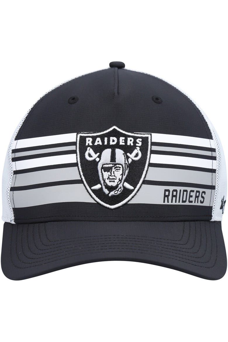 Men's '47 Black/White Las Vegas Raiders Altitude II MVP Trucker Snapback Hat, Alternate, color, Black