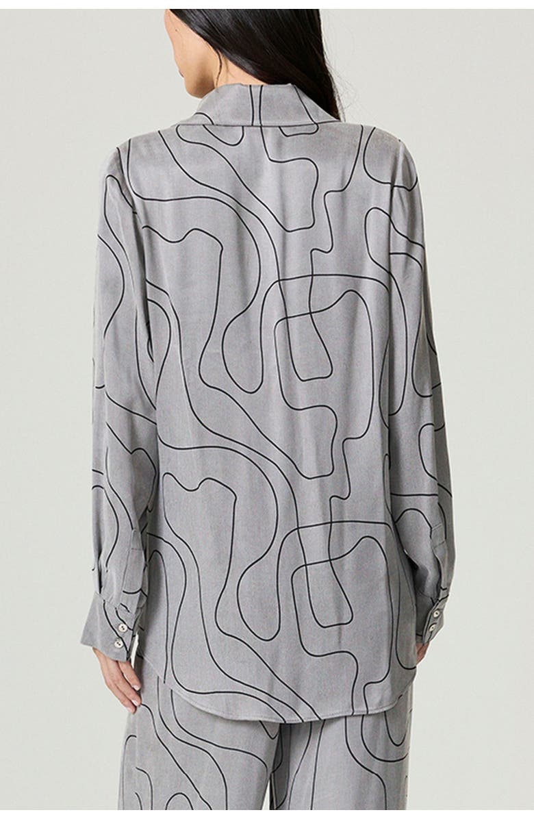 Nocturne Printed Draped Long Sleeve Shirt, Alternate, color, Multi-Colored
