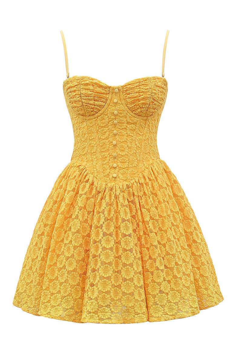 tulle corset mini dress in yellow product info and reviews Allure Corset Mini Dress Yellow