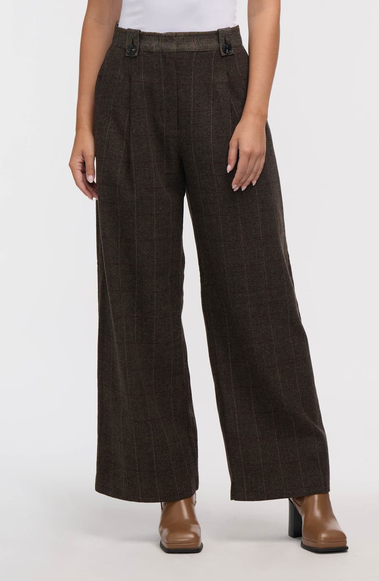 NVLT Herringbone Wide Leg Pants, Main, color, Brown