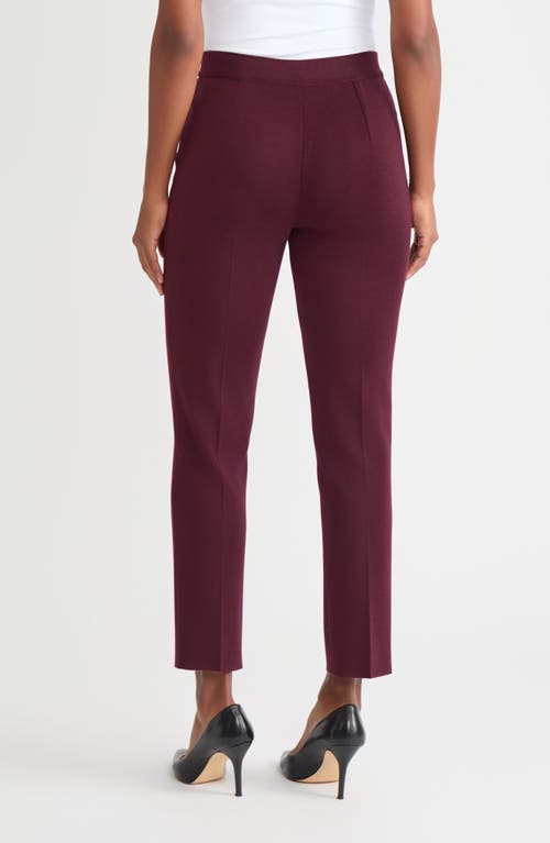 Misook Nancy Slim Leg Knit Pants In Brown