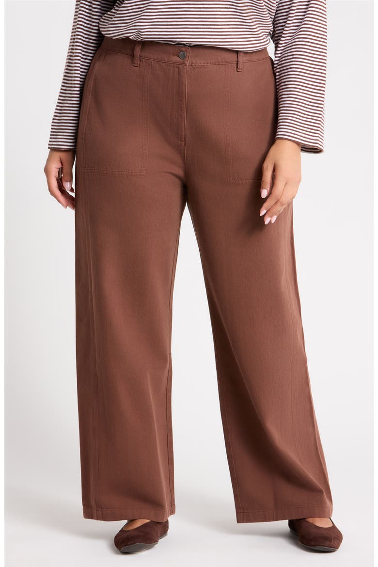 High Waist Wide Leg Full Length Organic Cotton Pants, Main, color, TRUFL