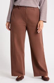 Eileen Fisher High Waist Wide Leg Full Length Organic Cotton Pants