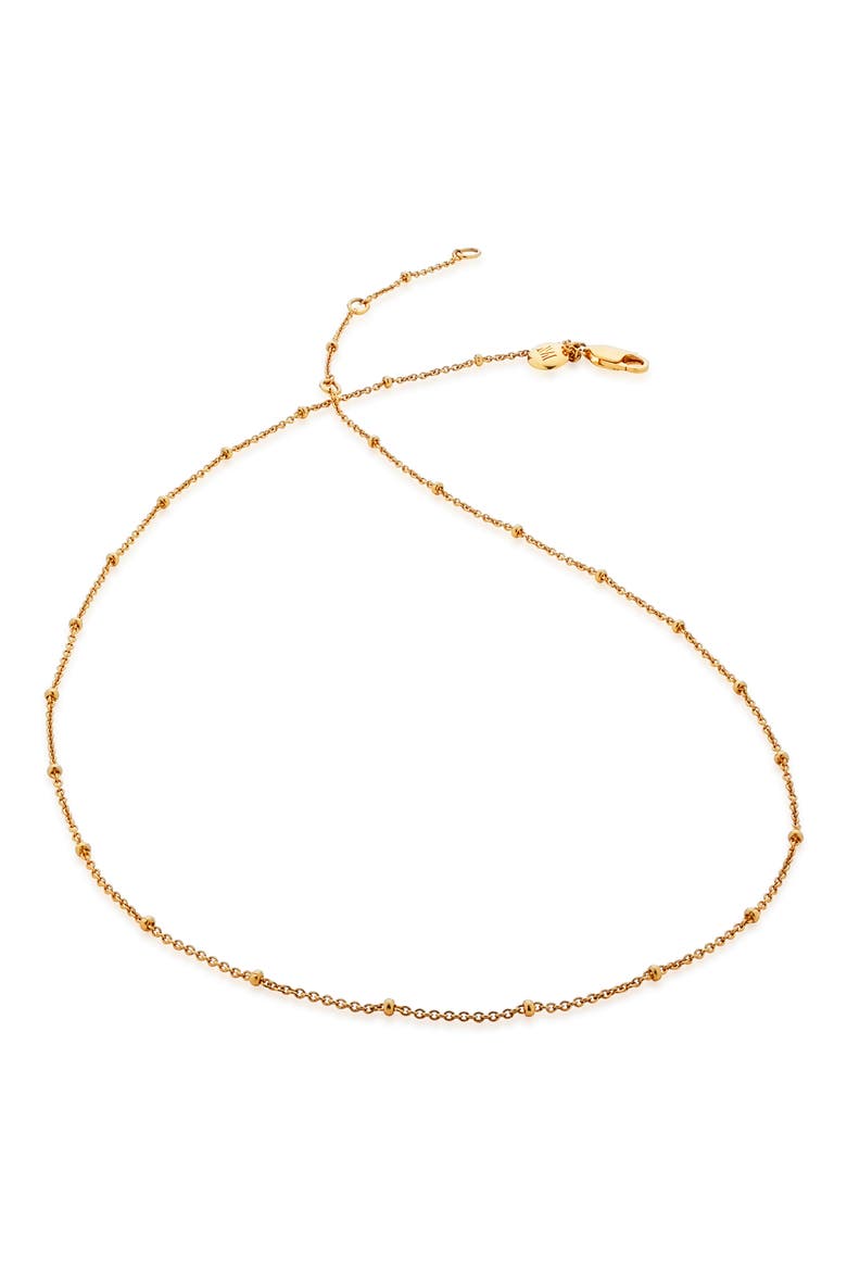 16-Inch Fine Bead Station Necklace, Main, color, GOLD