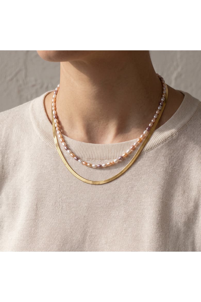Tri-Color Freshwater Baroque Pearl Choker Necklace, Alternate, color, Multi-Color