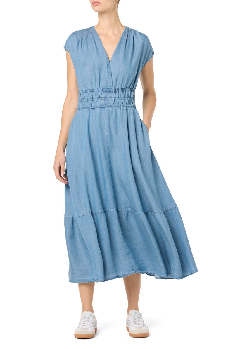 Cap Sleeve Chambray Maxi Dress