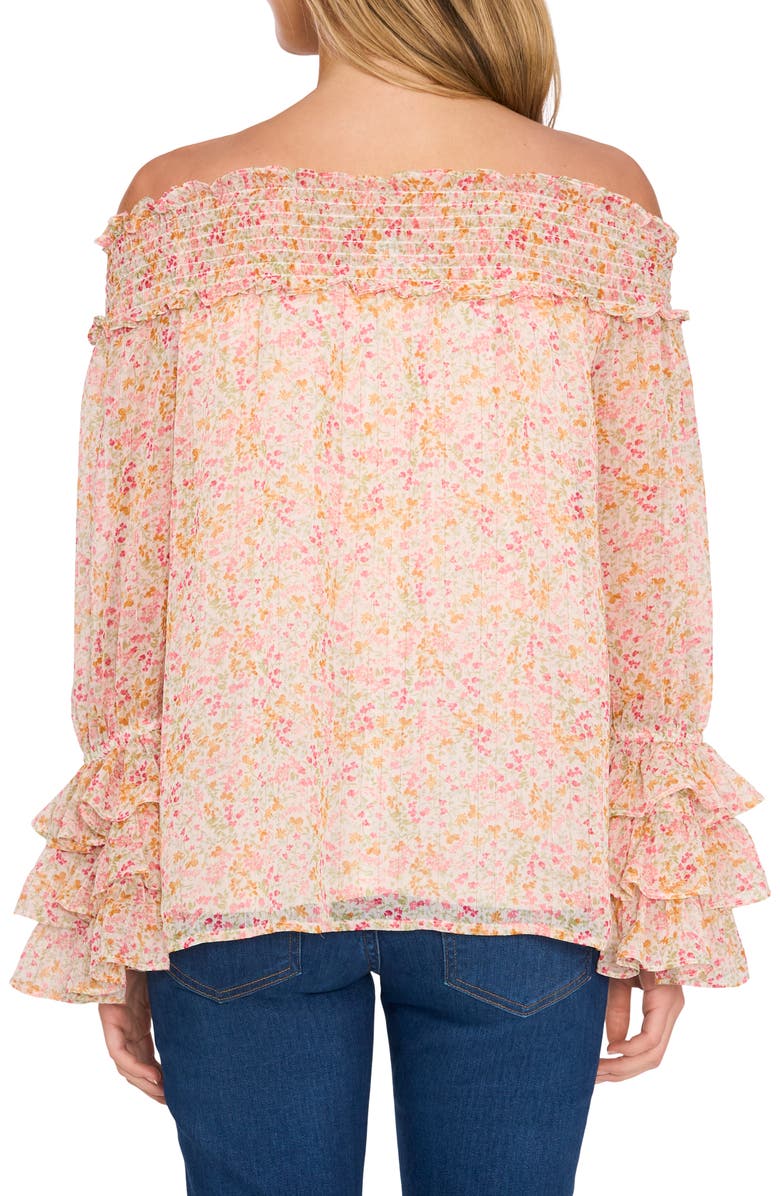 CeCe Floral Off the Shoulder Ruffle Top, Alternate, color, 