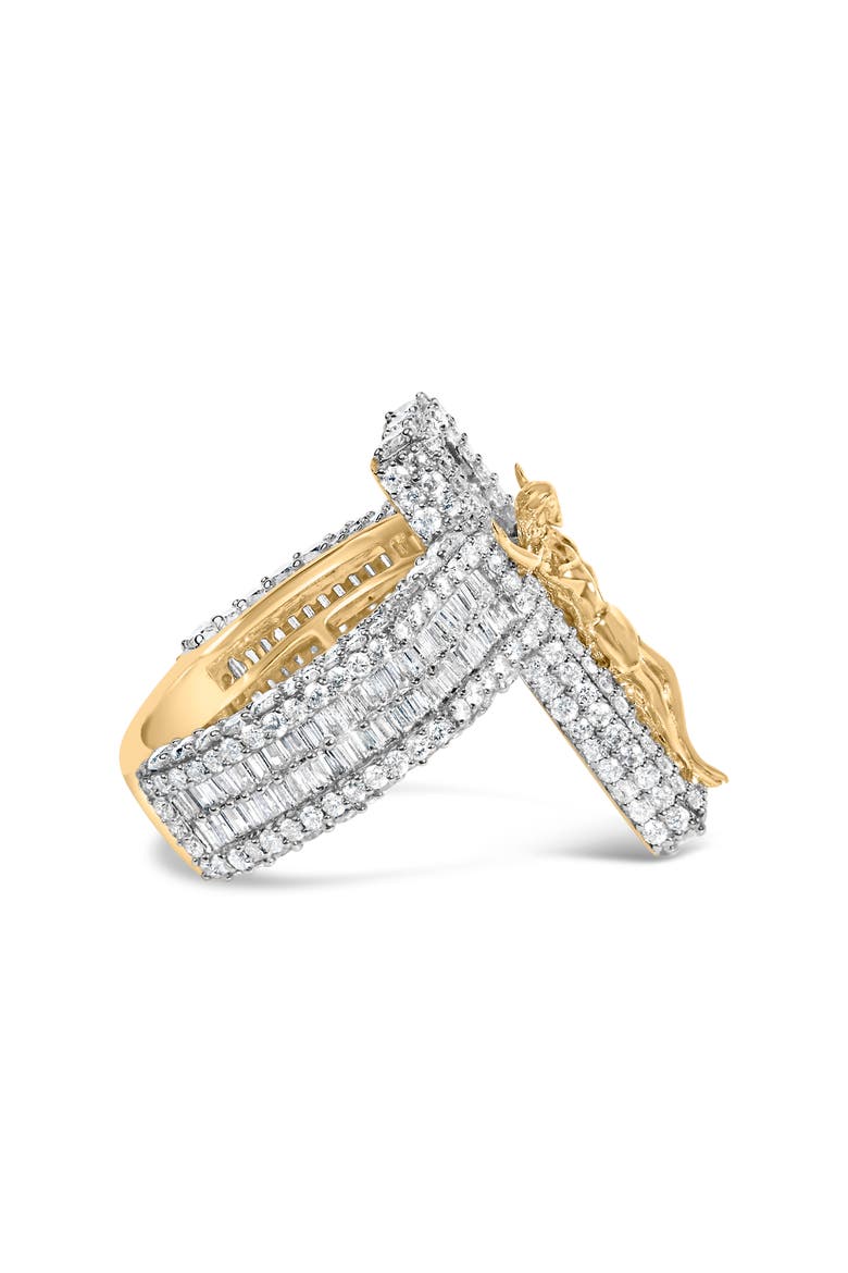 Men's 10K Yellow Gold 5-2/5 Ctw Diamond Jesus Crucifix Cross Cocktail Ring, Alternate, color, Yellow Gold