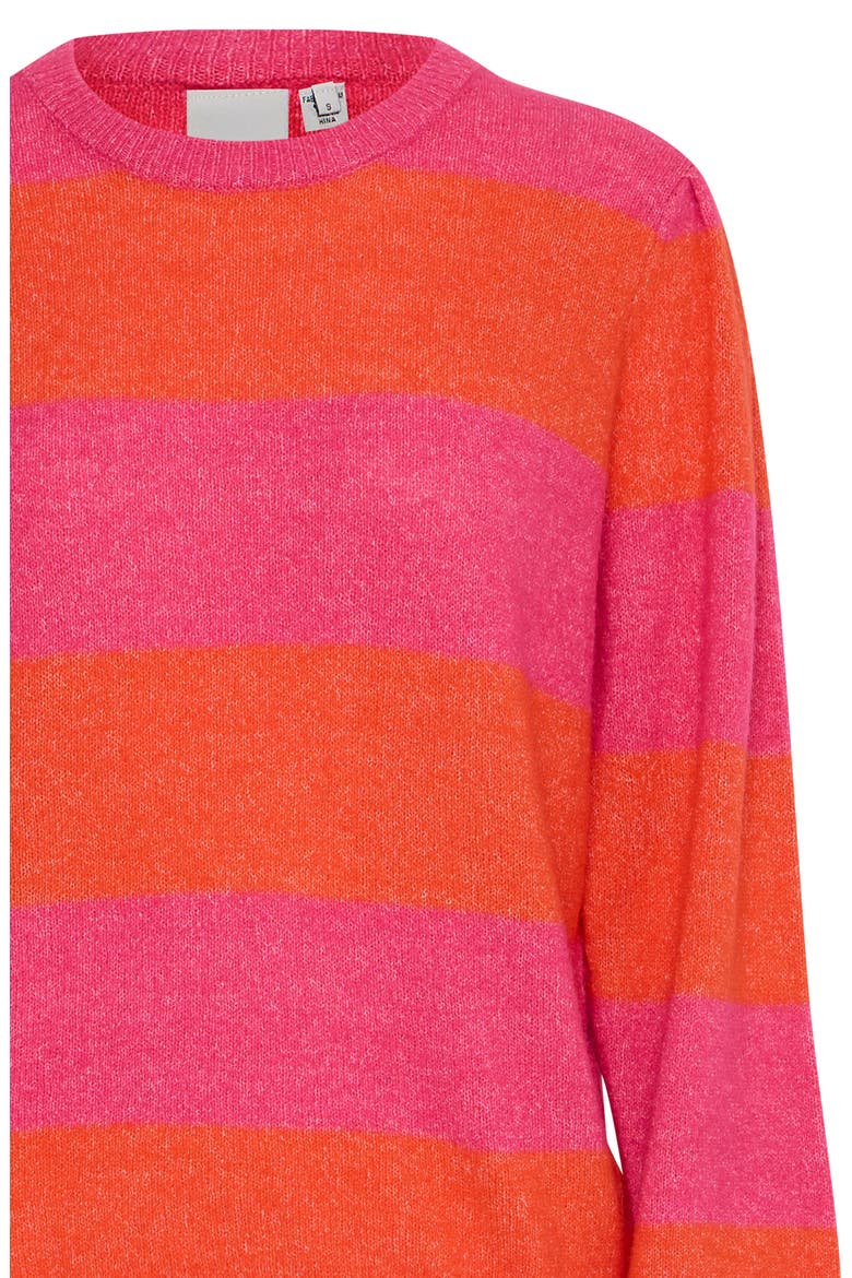 Striped Knit Sweater, Alternate, color, PINK YARROW