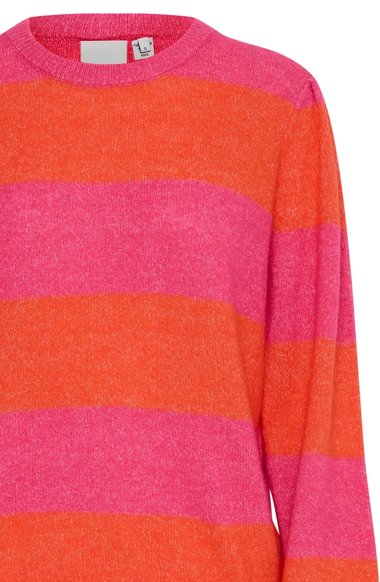ICHI Striped Knit Sweater, Alternate, color, Pink Yarrow