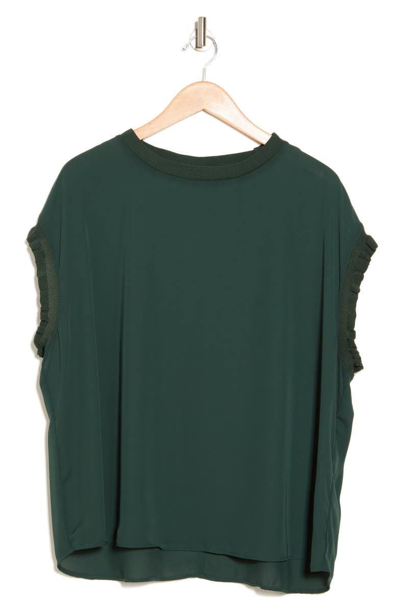 T Tahari Ruffle Cap Sleeve Top, Alternate, color, Jungle Green