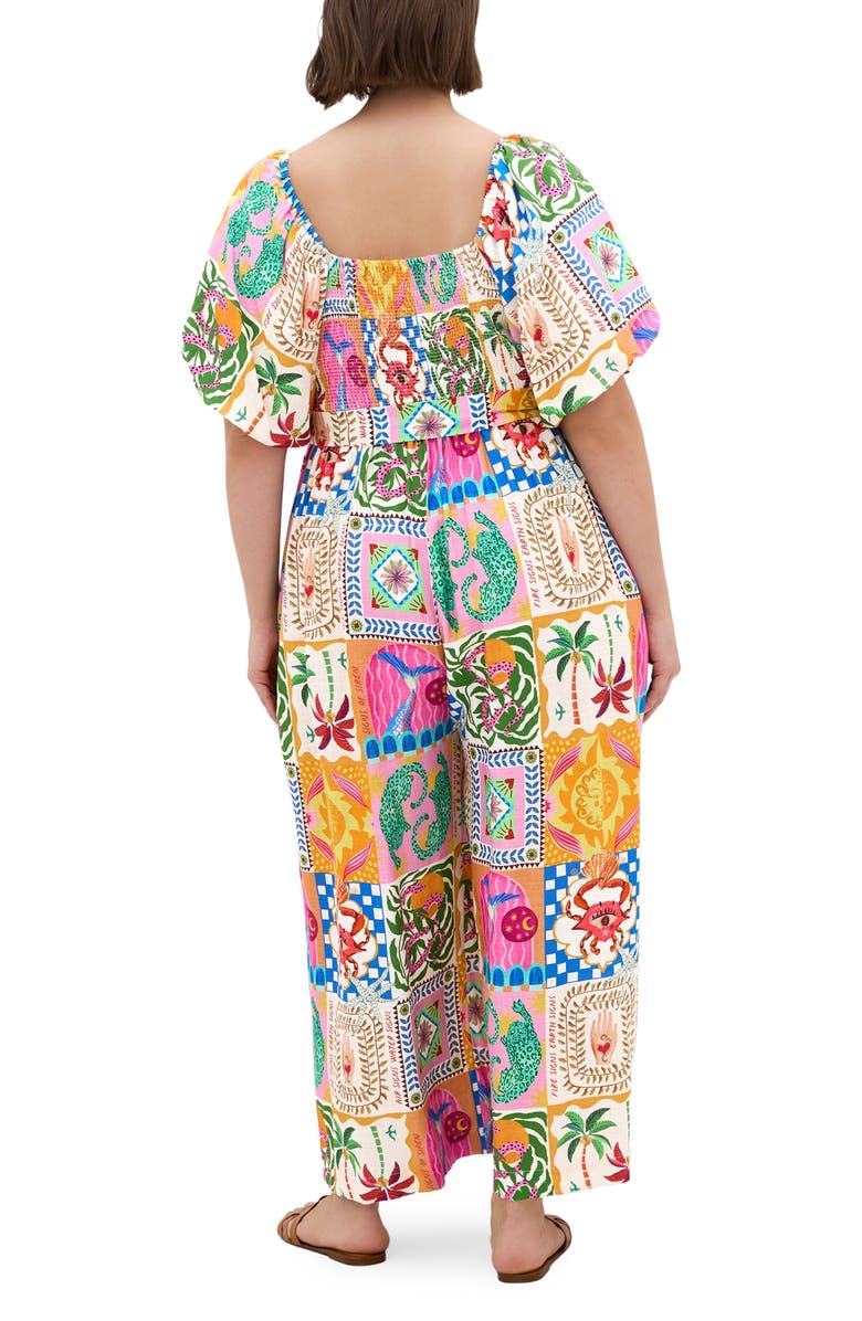 City Chic Positano Patchwork Print Jumpsuit, Alternate, color, 