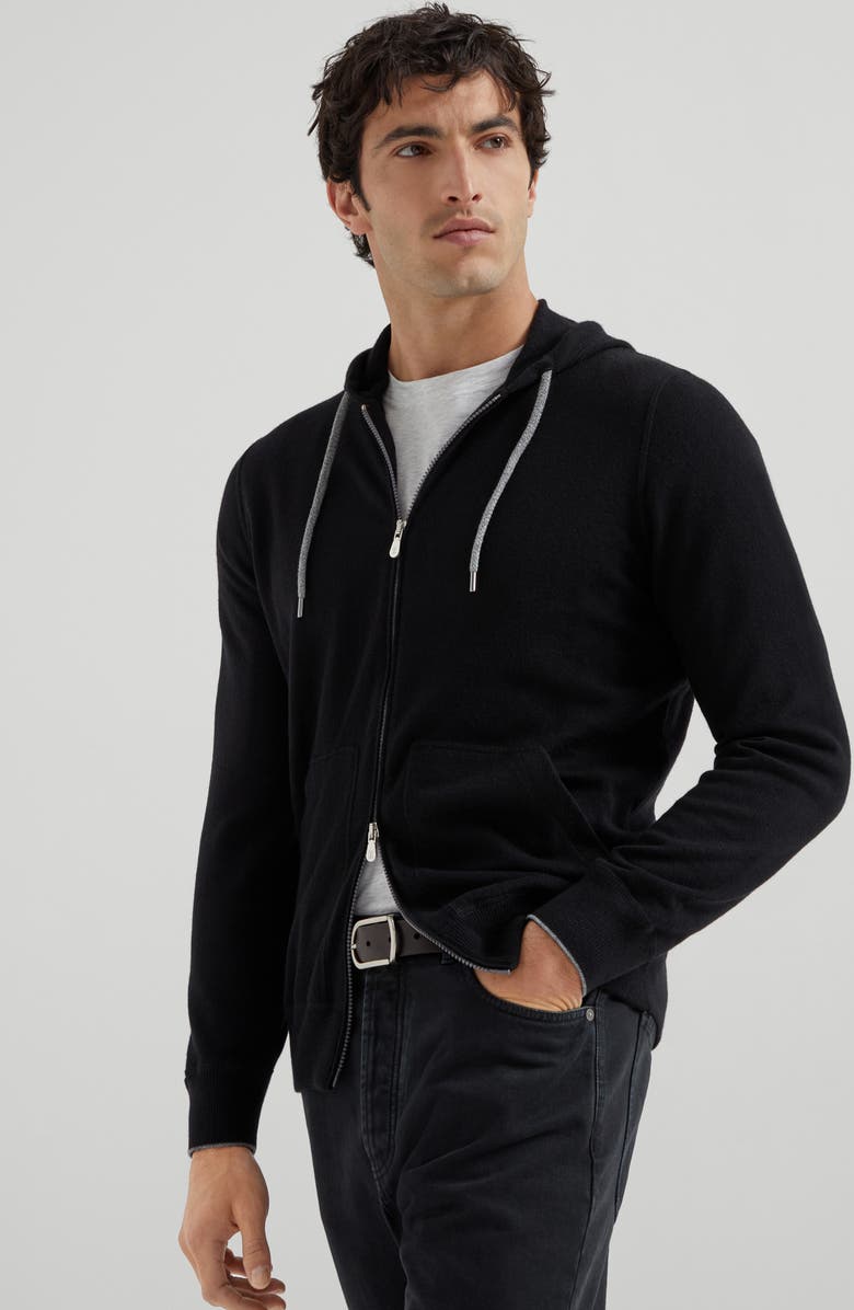 Brunello Cucinelli Sweatshirt-style cardigan, Alternate, color, Black