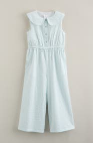 Nordstrom Kids' Peter Pan Collar Cotton Seersucker Jumpsuit