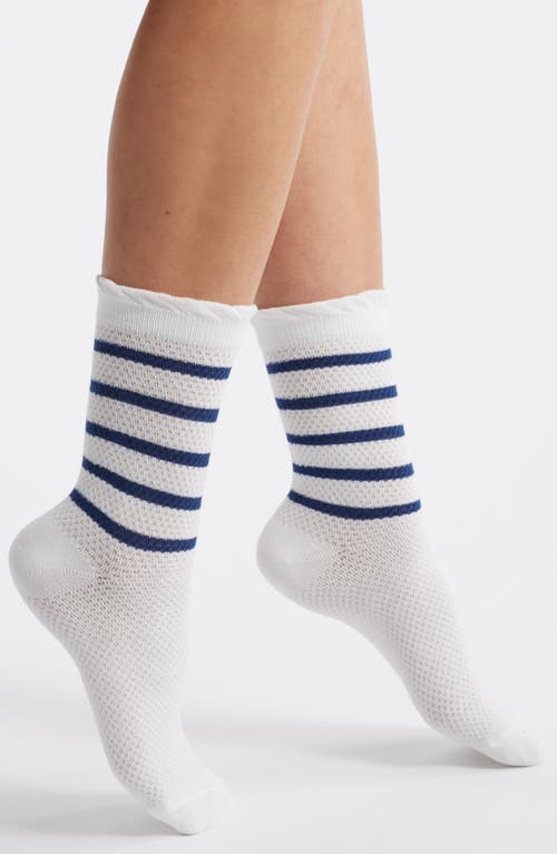 Stems Stripe Crew Socks In Navy