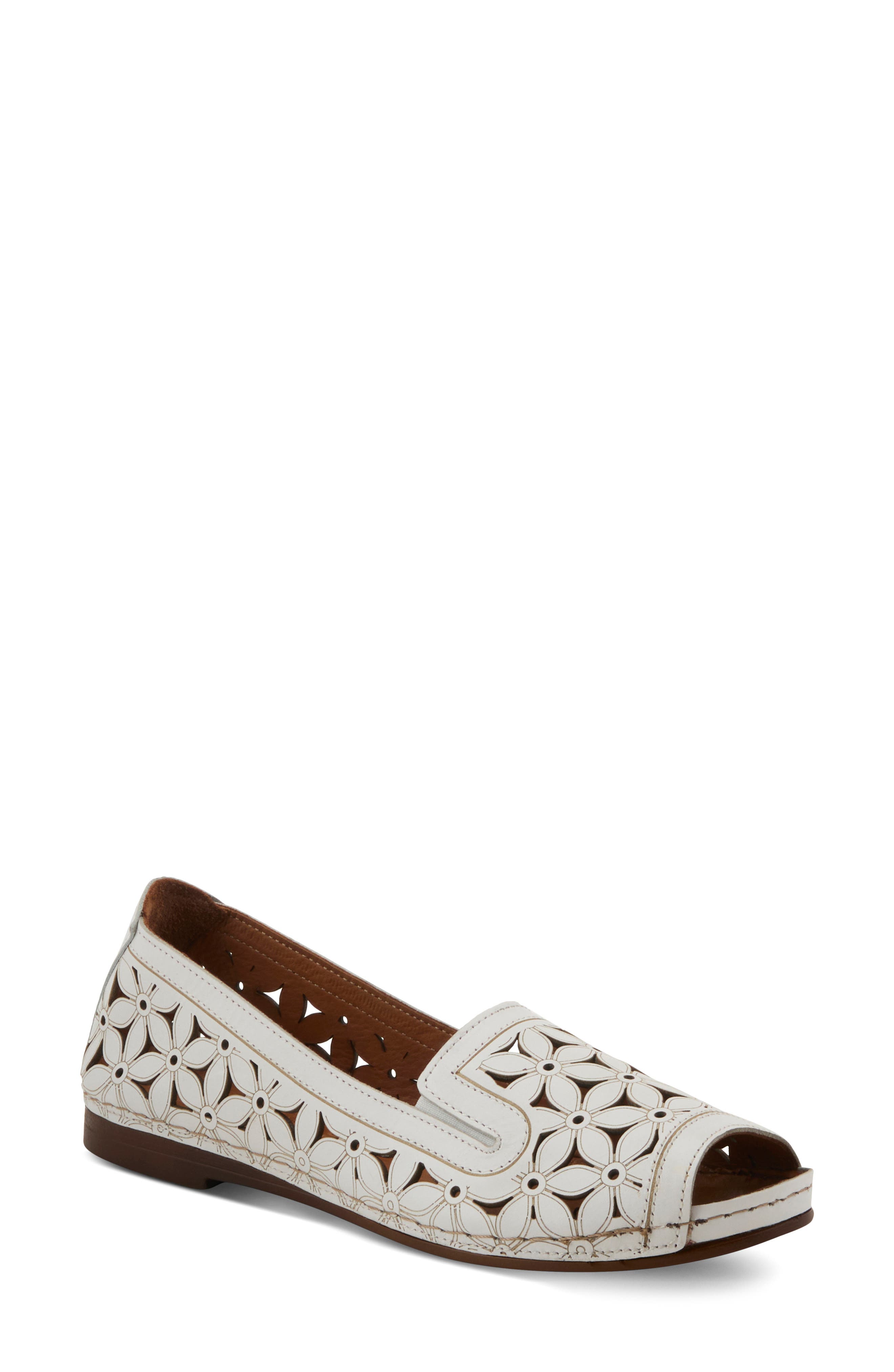 Spring Step Flowerpeep Perforated Peep Toe Flat, Main, color, 