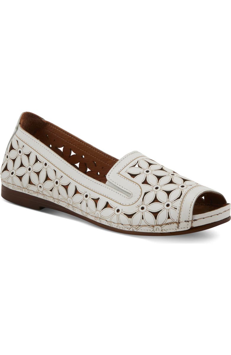 Spring Step Flowerpeep Perforated Peep Toe Flat, Main, color,