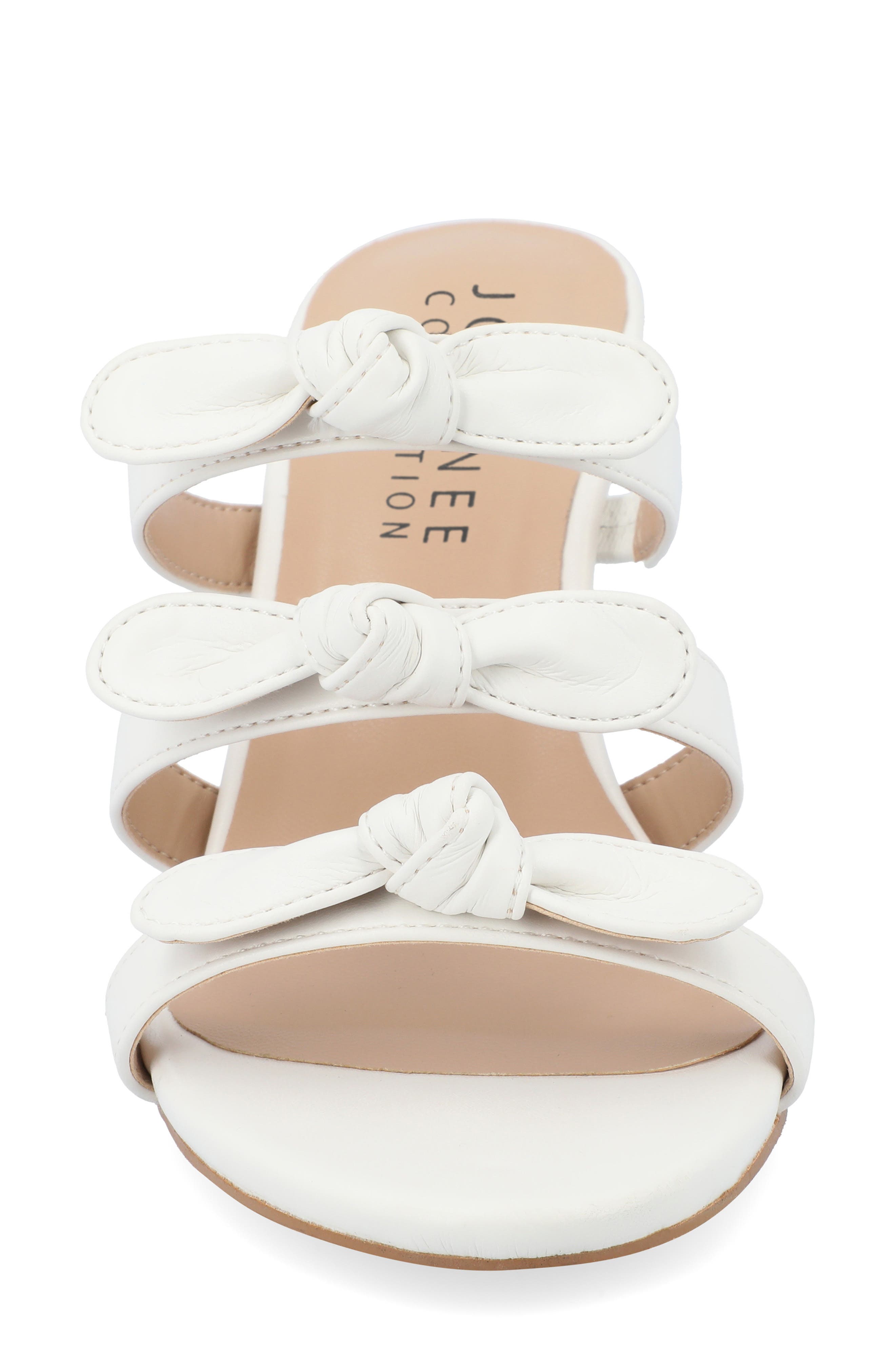Journee Collection Kristina Bow Strap Slide Sandal, Alternate, color, White