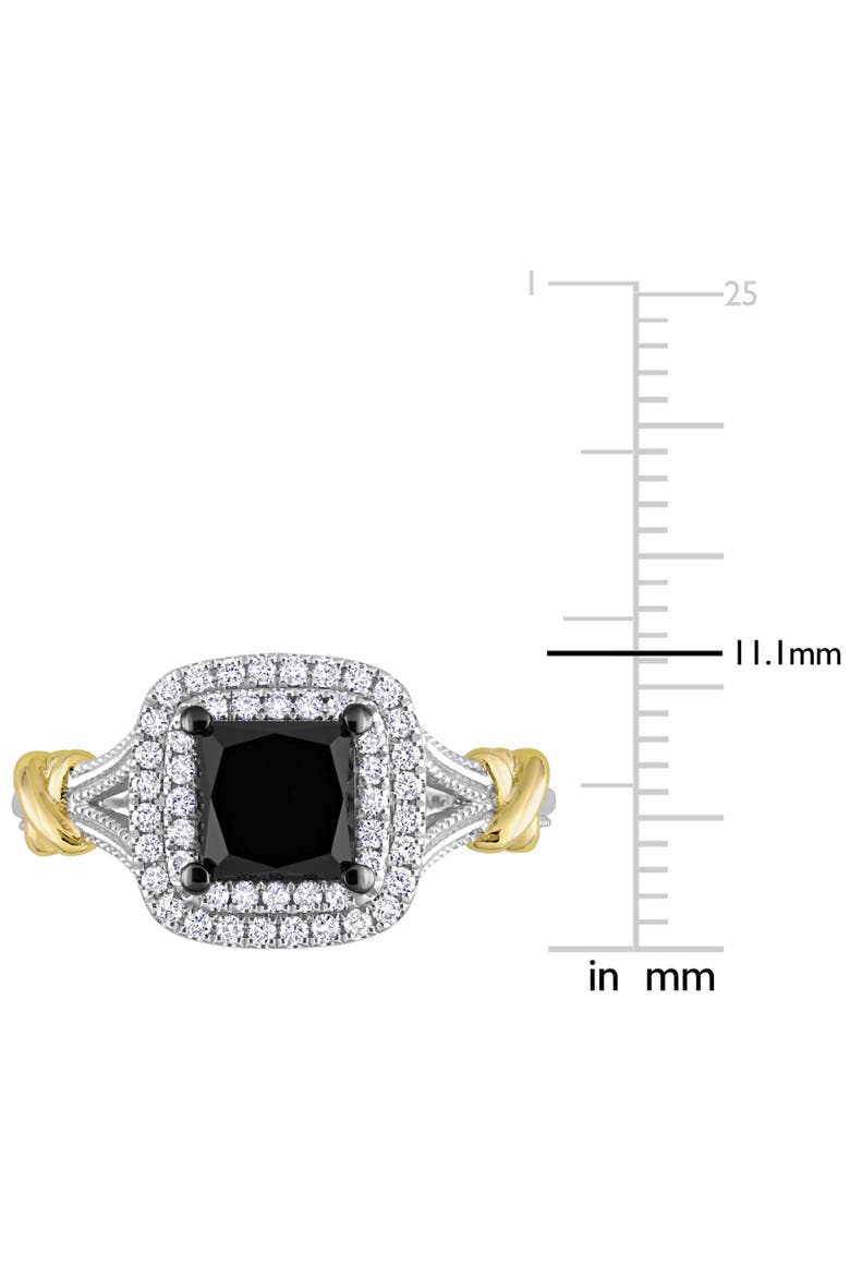 Black & White Diamond Princess Halo Ring 14k, Alternate, color, Black Diamond