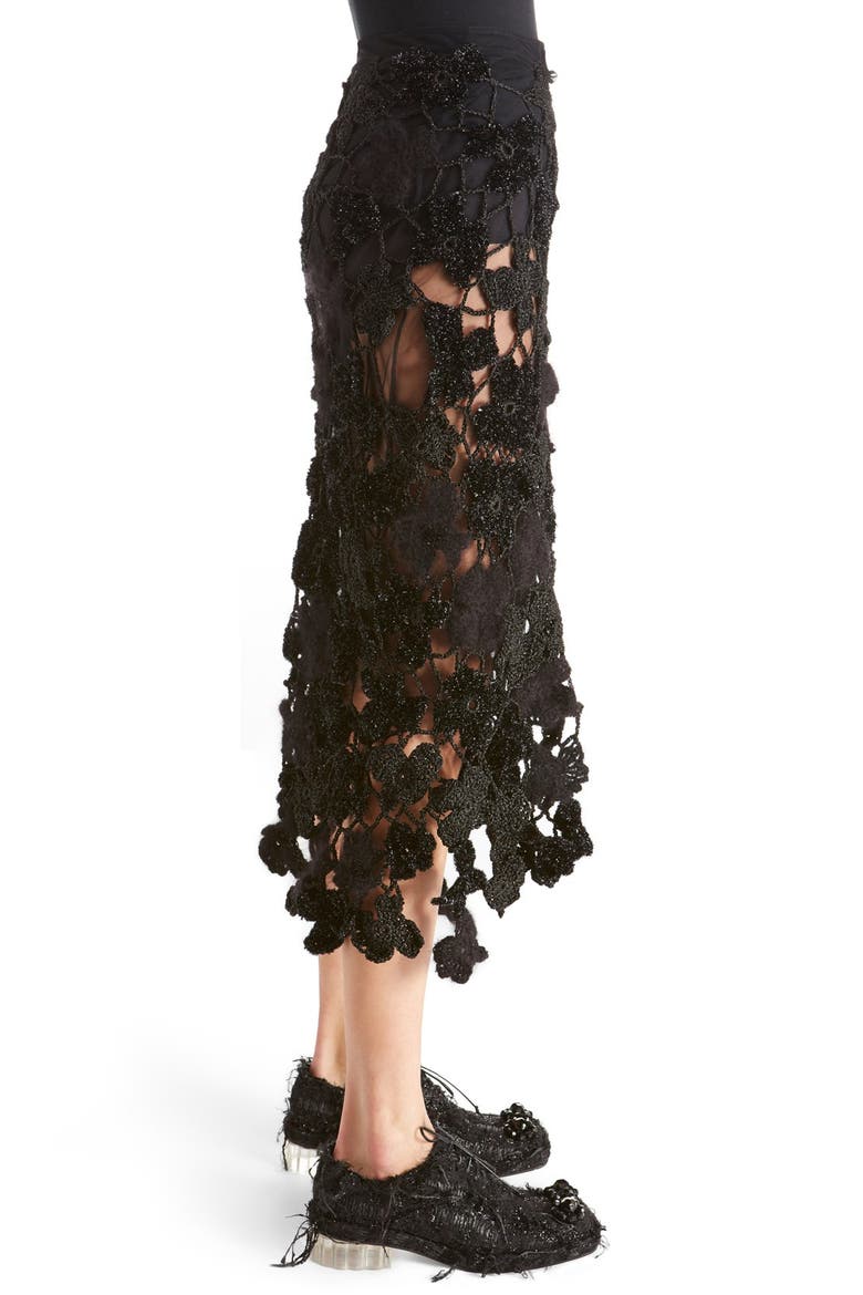 Metallic Crochet Skirt, Alternate, color, BLACK