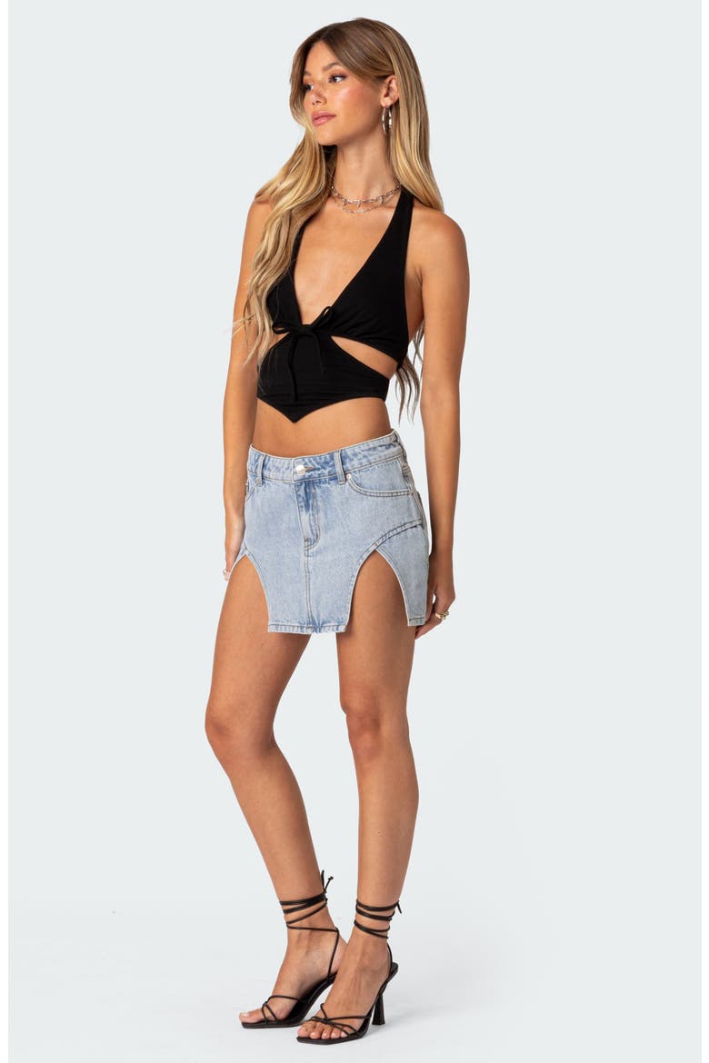 Cady Cutout Crop Halter Top, Alternate, color, BLACK