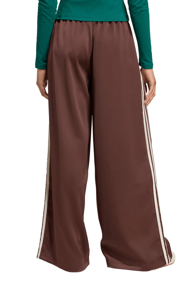 Wide Leg Satin Track Pants, Alternate, color, AUBURN/ CREAM WHITE