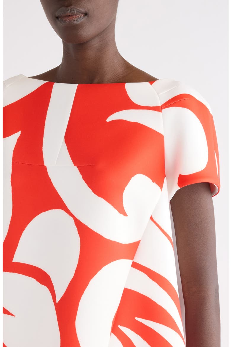 Cipa Giant Swirl Print Scuba Knit Trapeze Top, Alternate, color, RED