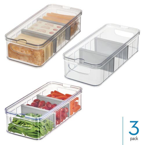 Idesign Large Fridge Organizer Bin With Removable Divider And Lid