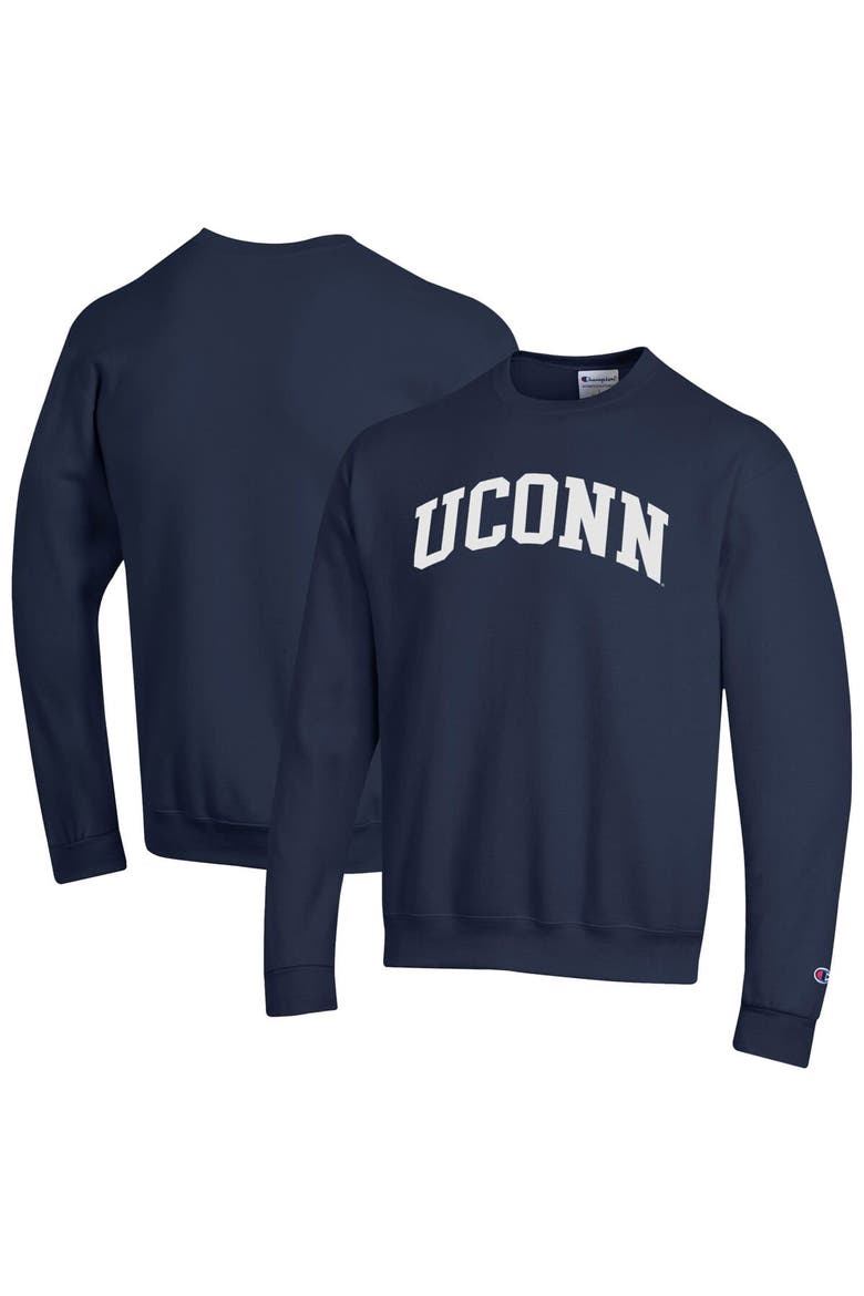 Men's Champion  Navy UConn Huskies Basic Arch Fleece Pullover Sweatshirt, Main, color, Navy