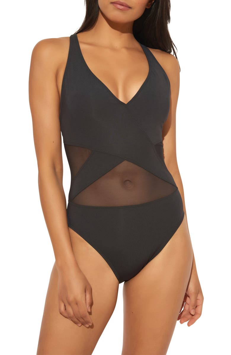 BLEU by Rod Beattie Mesh Inset One-Piece Swimsuit, Main, color,