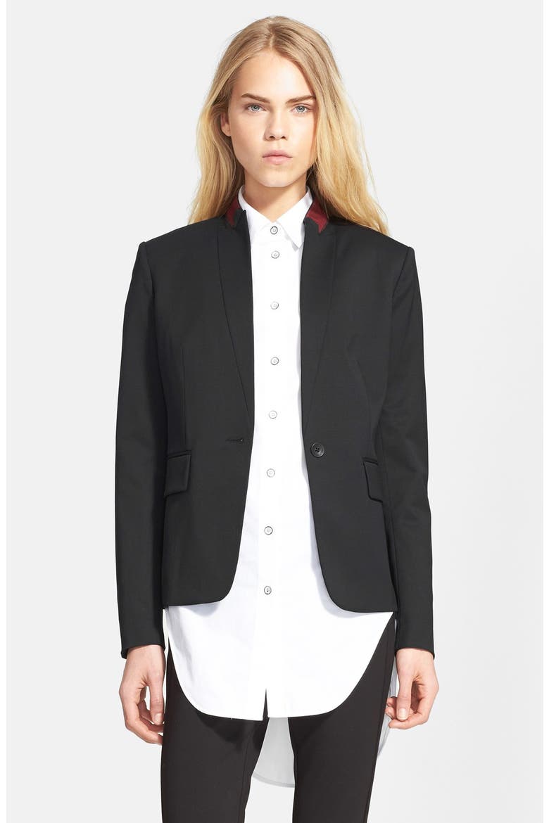 'Archer' One-Button Wool Blend Blazer, Main, color, BLACK